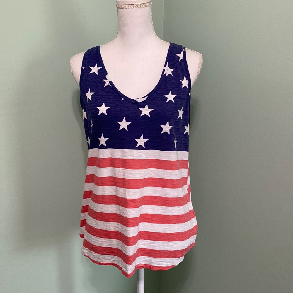 Womens OLD NAVY American Flag- Red, White & Blue Tank Top - Large